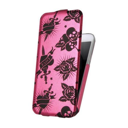 Etui Oxo Samsung Galaxy S5 Rose Pink Hardy Rock'n Call Eco-Cuir (Pu)