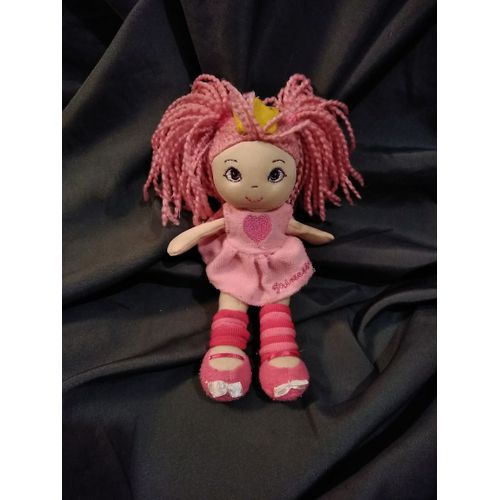 Doudou Poupee Chiffon Tissu Laine Rose Princesse Lili Coeur Couronne