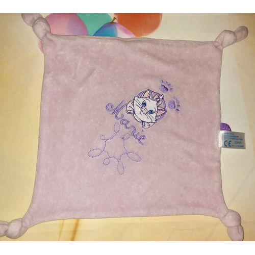 Doudou Chat Plat Marie Violet Parme Clair Noeuds