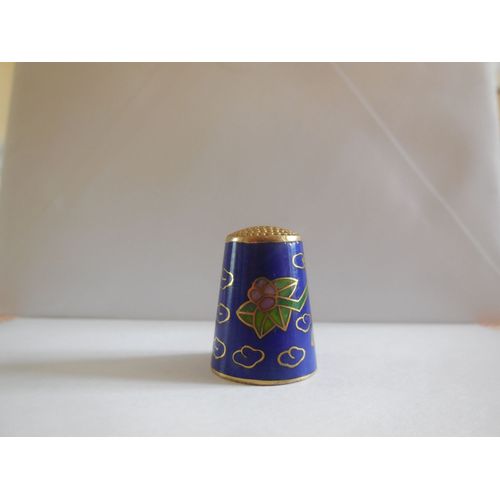 Dé À Coudre Motif Floral Laiton Et Émaux
