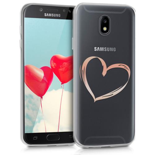 kwmobile Coque Samsung Galaxy J7 (2017) DUOS - Coque pour Samsung Galaxy J7 (2017) DUOS - Housse de téléphone en silicone or rose-transparent