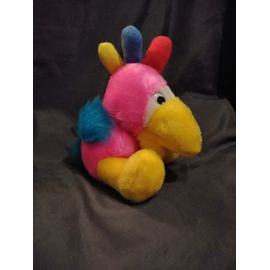 Doudou Peluche Oiseau Perroquet Rose Jaune Bleu Multicolore Esc Toy