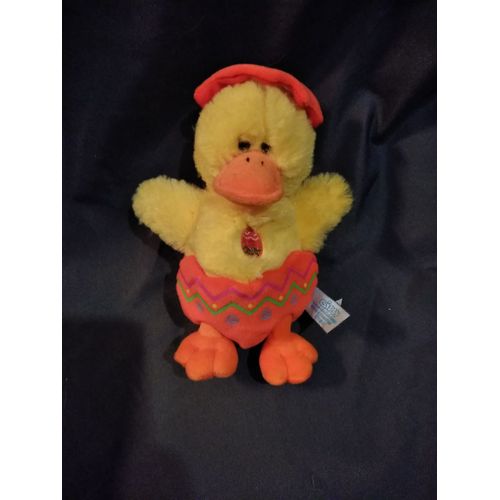 Doudou Peluche Canard Caneton Oeuf Paques Jaune Orange Sonore Gipsy