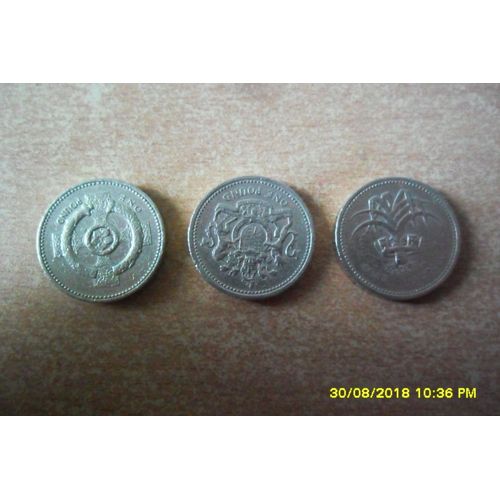 3 Monnaies De 1 Pound,1983-1985-1996(Angleterre)Avers Différent En Ttb.