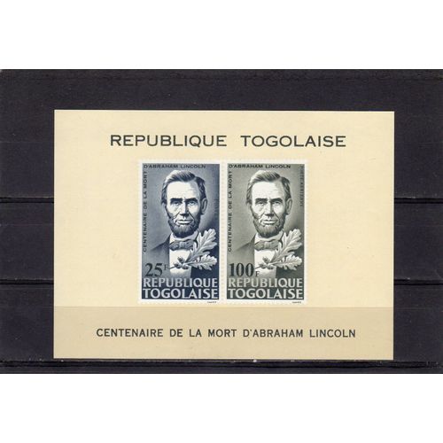 Bloc-Feuillet Du Togo (Centenaire De La Mort DAbraham Lincoln)