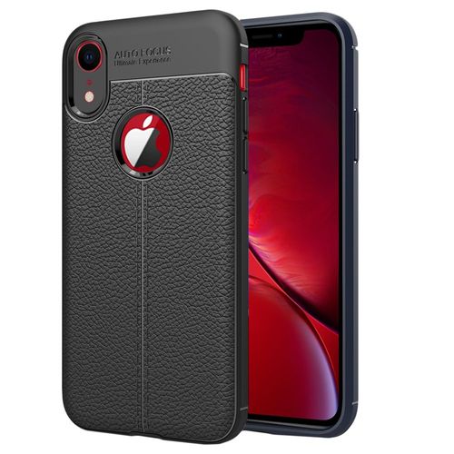 Ebeststar - Coque Iphone Xr Etui Tpu Souple Anti-Choc Motif Cuir Anti-Dérapante, Noir [Dimensions Precises Smartphone : 150.9 X 75.7 X 8.3mm, Écran 6.1'']