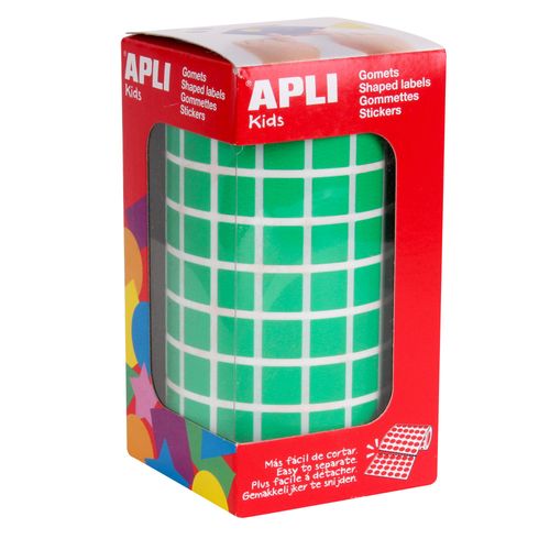 Gommettes Rouleau Carré 10x10 Mm Vert X 6 372 - Apli Agipa