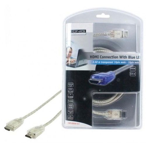 König HIGH SPEED HDMI CABLE - Câble HDMI - HDMI mâle pour HDMI mâle - 2.5 m - transparent