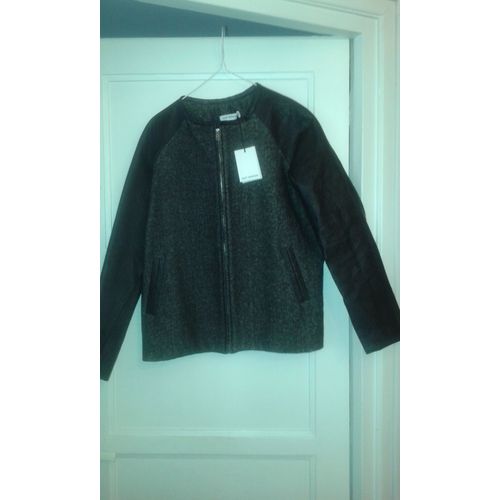 Veste Gat Rimon Cuir Noir Et Laine Noir Chine T 1