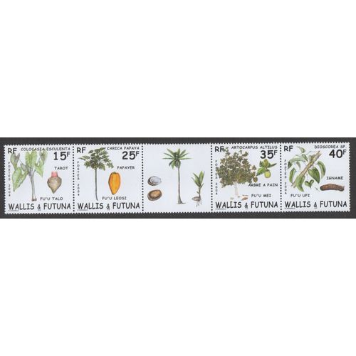 Bloc 4 Timbres France Wallis Et Futuna 2004 Yvert Et Tellier N°618, 619, 620, 621 + Vignette Centrale Fruits Des Iles Neuf** Gomme Intacte