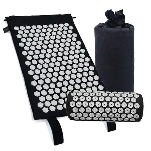 Tapis D'acupression Et Oreiller Pour Le Soulagement De La Douleur Au Dos / Au Cou Et La Relaxation Musculaire,Noir