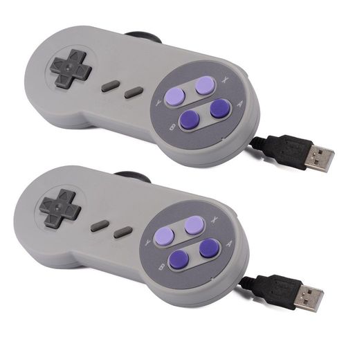 2pcs Snes Classic Usb Super Nintendo Game Manette Joystick Pour Windows Pc/Mac