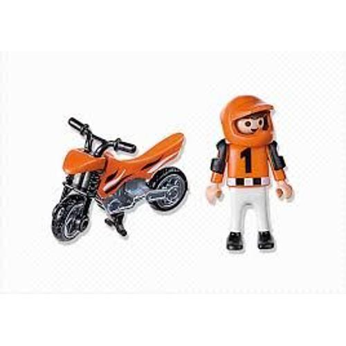 Lot Playmobil-Collectionneur- Vintage : L Nefant Et La Moto Cross