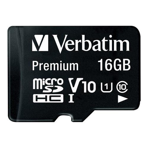 Verbatim - Carte mémoire flash (adaptateur microSDHC - SD inclus(e)) - 16 Go - Class 10 - micro SDHC