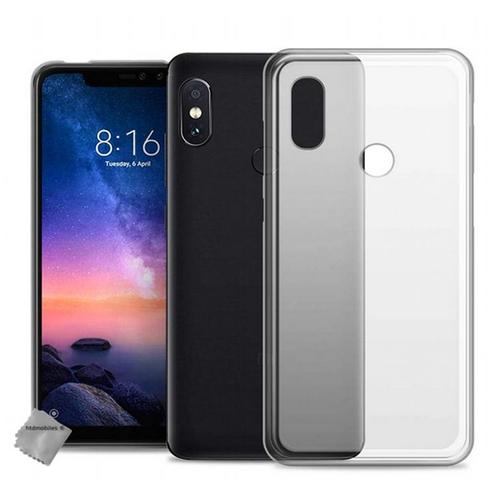 Housse Etui Coque Pochette Silicone Gel Fine Pour Xiaomi Redmi Note 6 Pro + Verre Trempe - Blanc Transparent