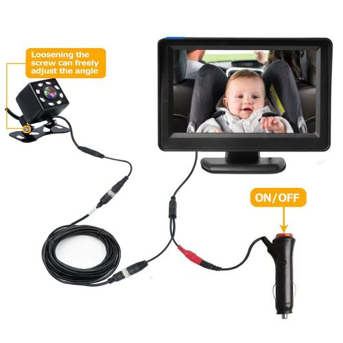 Noir - Moniteur Rapide Pliable Pour Voiture, Moniteur Bébé, Vision Nocturne Infrarouge, Étanche, Résistant À 4.3 °, Angle De Vision, Images Claires, 8 Led, 150 Pouces