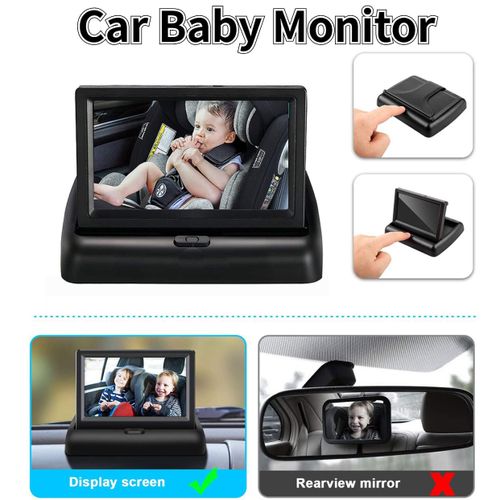 Écran 4,3 Pouces - Caméra De Recul Pliable Pour Voiture Avec Écran Lcd Pour Bébé, Vision Nocturne Infrarouge, 8 Led, Angle De Vue Résistant À 150