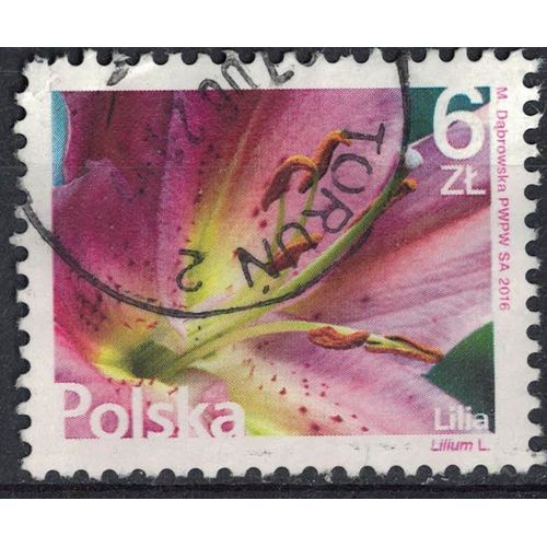 Pologne 2016 Oblitéré Rond Used Série Fleurs Et Fruits Lilium Lylas Su