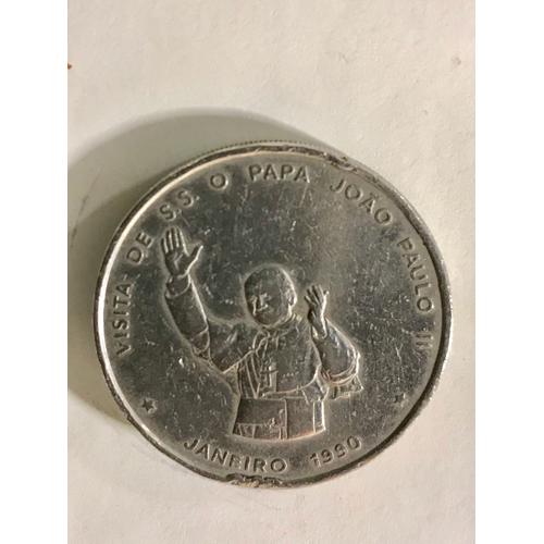 Piéce Argent 100 Escudos Argent Massif Visite De Jean Paul 2 Republique De Cabo Verde 1990