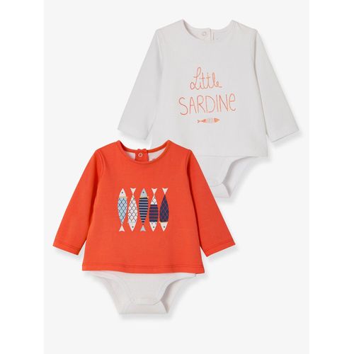 Lot De 2 T-Shirts - Bodies Motif Sardines (Vertbaudet)