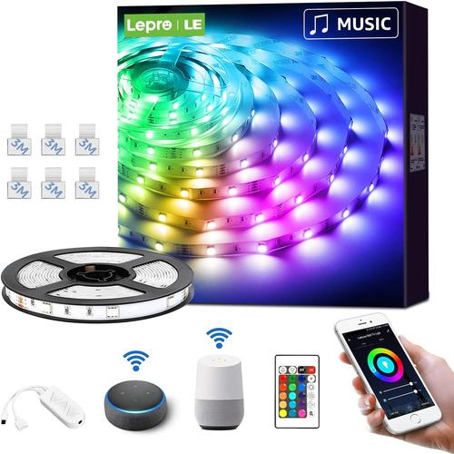 Le 5m Ruban Led Musique Wifi Smart, 16 Millions De Couleurs, 5050 Rgb 150 Leds, Bande Lumineuse Connectée Wifi, Smartphone App Connecté En Un Clic, Compatible Avec Alexa Et Google Home