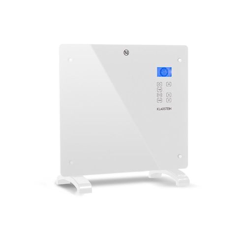 Klarstein Norderney Radiateur électrique D'appoint à Convection - 2 Puissances De Chauffage : 500w / 1000w - Minuterie & Thermostat - Ecran Lcd - Pour 20m² - Blanc