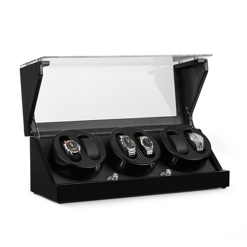 Klarstein Ca3pm Remontoir Automatique Pour 6 Montres 4 Programmes - Coffret Luxe Optique Carbone