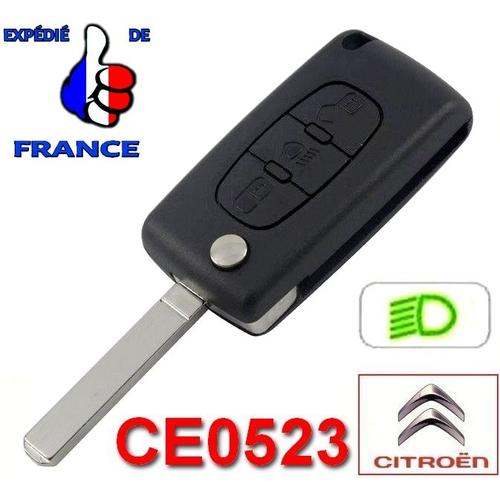 Coque Clé Plip Ce0523 3 Boutons (Phare) Compatible Citroën C1 C2 C3 C4 C5 C6 C8 Lame Sans Rainure