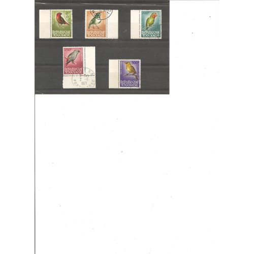 5 Timbres Obliteres Aeriens Faune Oiseaux