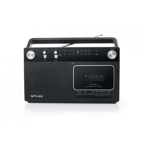 RADIO K7 MUSE M-152-RC - Radio analogique FM/MW - Enregistreur de cassette auto-stop - Poignée de transport - HP de 7.6 cm