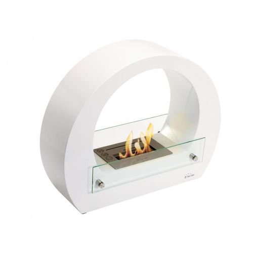 Biofoyer semi-circulaire en acier laqué blanc avec verre protecteur