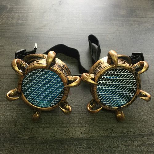 Lunettes Steampunk Vintage Goggles Corne Cyber Clous Griffe