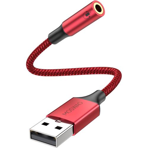 Adaptateur audio USB vers jack 3,5 mm, carte son externe USB-A vers adaptateur convertisseur stéréo auxiliaire 3,5mm compatible avec casque,PC,ordinateur portable,Linux,ordinateur de bureau,PS4