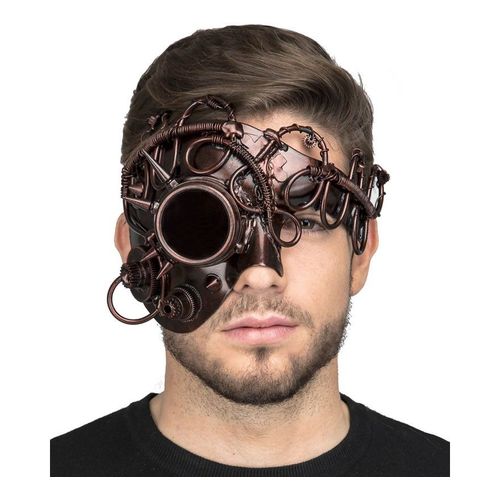 Masque Steampunk Marron Avec Monocle (Taille Unique Adulte)