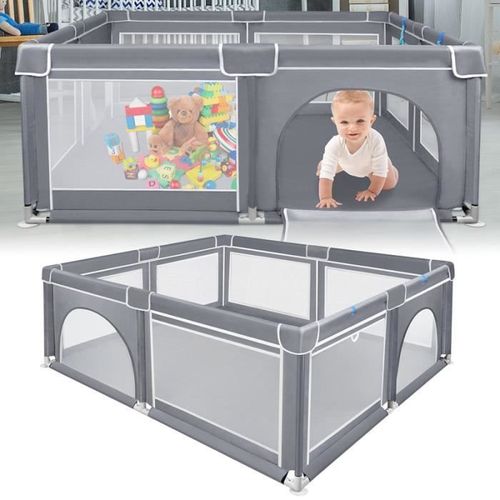 Yuenfong Parc Pour Bébé - Grand Terrain De Jeu De Sécurité - Grille De Protection Pour Enfants - Gris Foncé (200 X 180 X 68 Cm)