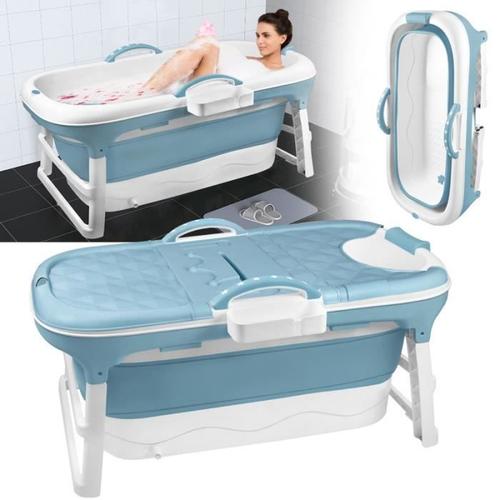 Yuenfong Baignoire Pliable Pour Adulte L 118 X 62 X 53 Cm, Baignoire Portable Avec Couvercle Amovible Pour Petite Salle De Bain