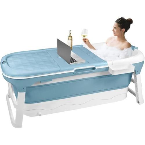 Baignoire Pliable Yuenfong - Adulte - Avec Couvercle Amovible - Rouleau De Massage - 148x62x53 Cm - Bleu