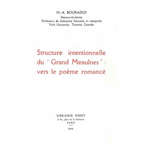 Structure Intentionnelle Du Grand Meaulnes