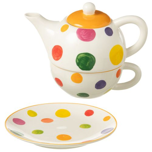Ensemble Théière Égoïste En Porcelaine À Pois Multicolores