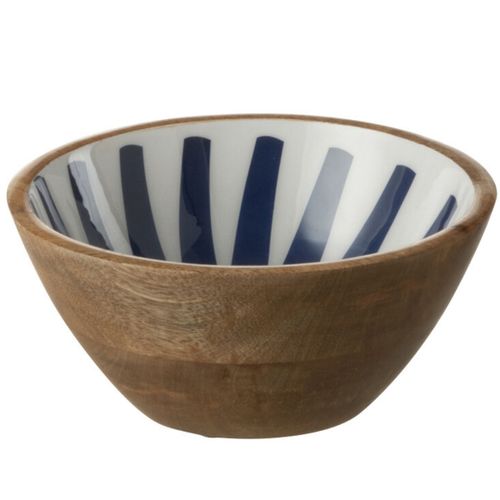 Bol En Manguier Décoré Marine Et Blanc 17 Cm