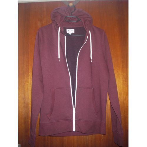 Gilet Molleton Femme À Capuche, Zippé La Redoute ( Édition ), Taille S, Coloris Bordeaux, 2 Poches En Biais À L'avant Sur Le Bas, Cordon De Serrage À La Capuche, 60% Coton, 40% Polyester.