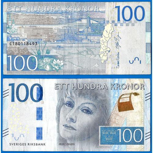 Suede 100 Couronnes 2016 Billet Kronor Greta Garbo Artiste