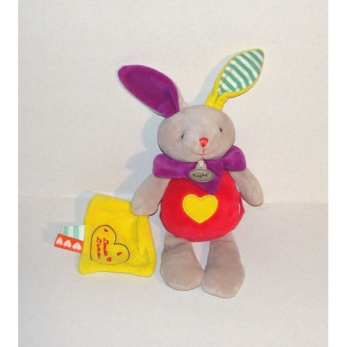 Doudou Lapin Avec Mouchoir Collection Les Zetik'T Baby'Nat