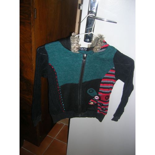 Veste À Capuche Fermeture Zippée Ton Tin 7/8 Ans 100% Coton.