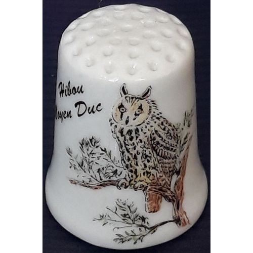 Dé À Coudre En Porcelaine Hibou