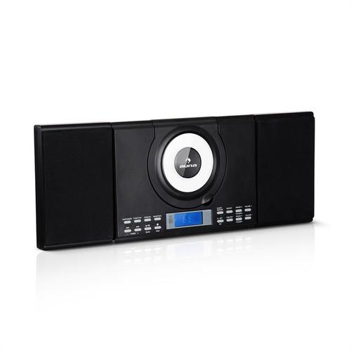 auna Wallie Micro chaîne Lecteur CD Bluetooth port USB + télécommande - noire