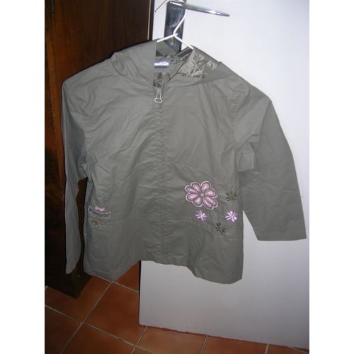 Parka Doublée À Capuche Imperméable Pop Flower 8 Ans Kaki 100% Polyester Enduction Pvc.
