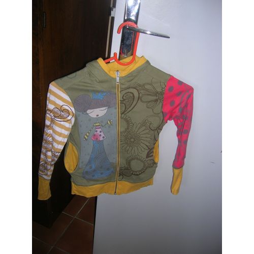 Veste Réversible À Capuche Zippée 4/5 Ans 100% Coton.