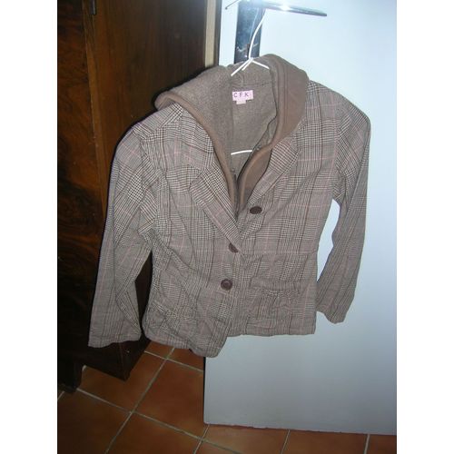 Veste Doublée À Capuche Zippée + Boutons 8 Ans Cfk 100% Coton.