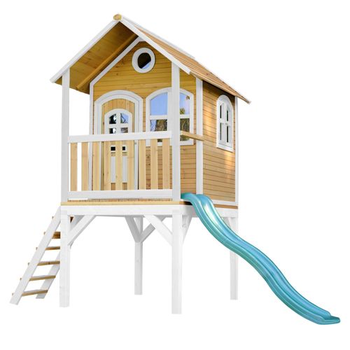 Axi Laura Maison Enfant Avec Toboggan Vert | Aire De Jeux Pour L'extérieur En Marron & Blanche | Maisonnette / Cabane De Jeu En Bois Fsc